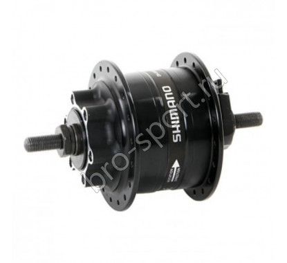 Втулка динамо Shimano, 3D32, 36 отв, 6V-3W, под гайки, диск. под 6 болт., EDH3D32DLG