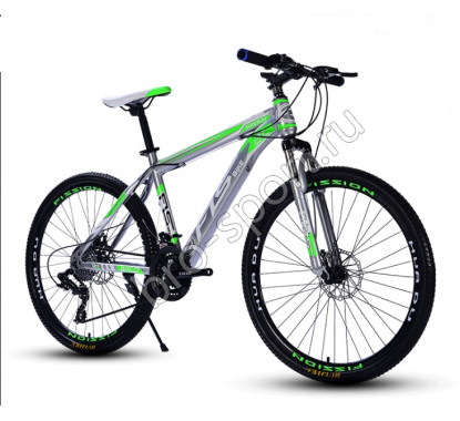 Велосипед FLS Bike Серебро с зеленым на спицах