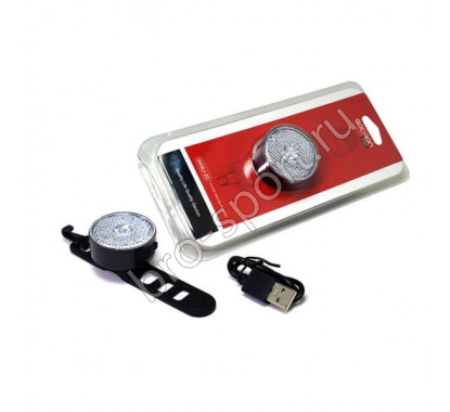 Фонарь передний GACIRON W08J-20 20lm,1диод,автомат,Li-аккум,USB,катафот,угол 25град.черный